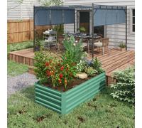 OUTSUNNY Galvanised Steel Outdoor Raised Bed w/ Reinforced Rod, Light Green Outsunny Light Green