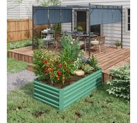 Outsunny Galvanised Steel Outdoor Raised Bed W/ Reinforced Rod, Light Green Light Green