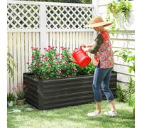 Outsunny Galvanised Steel Outdoor Raised Bed W/ Reinforced Rods, Black Black