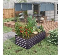Outsunny Galvanised Steel Outdoor Raised Bed W/ Reinforced Rods In Dark Grey Dark Grey