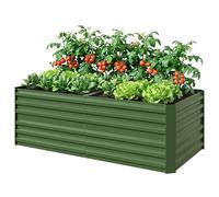 Outsunny Raised Beds for Garden, Galvanised Steel Outdoor Planters with Multi-reinforced Rods for Vegetables, Plants, Flowers and Herbs, 180 x 90 x 59 cm, Green