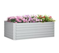Outsunny Galvanised Steel Outdoor Raised Bed W/ Reinforced Rods In Light Grey Light Grey