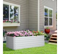 Outsunny Galvanised Steel Outdoor Raised Bed w/ Reinforced Rods, Light Grey