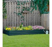 Outsunny Galvanised Raised Garden Bed, Metal Elevated Planter Box with Open Bottom, Outdoor Flower Pot for Growing Flowers, Herbs, 241 x 90.5cm, Green
