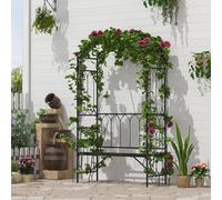 Garden Arbour Bench Plant Climbing Support Trellis Rose Vines Black Outsunny