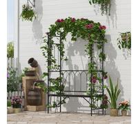Outsunny Garden Arbour Bench Plant Climbing Support Trellis In Black Black