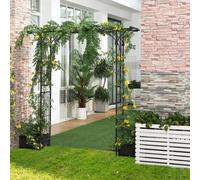 Outsunny Garden Arch Arbor for Decorative Climbing Plants Lawn Garden - Metal - Dark grey - 196L x 50W x 210H cm