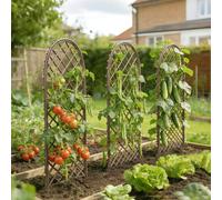 Outsunny Garden Arch, Wicker Trellis Support Frame with Dome Top, Natural - Wicker - Natural wood finish - Garden Arch