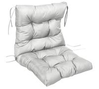 Outsunny Garden Back Chair Cushion, Comfortable Patio Seat Cushion Pad with Backrest for Outdoor & Indoor Use, Light Grey Aosom UK