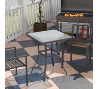 OUTSUNNY Garden Bar Table Bistro Square Glass Dining Kitchen Breakfast Pub in Black Outsunny Black