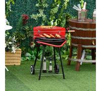 Outsunny Garden Bbq Charcoal Trolley Round Bbq Barbecue Cooking Grill Wheel
