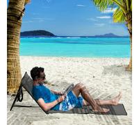 Outsunny Garden Beach Chair Mat, Sun Lounger Seats with Adjustable Back - 142 x 51 x 40 cm - 2 - Steel, Oxford Fabric