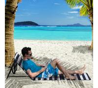 Outsunny Garden Beach Chair Mat, Sun Lounger Seats with Adjustable Back - 2 - Beach lounger - Black, Blue, White