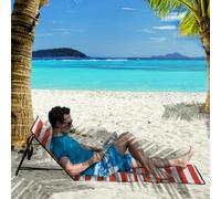 Outsunny Garden Beach Chair Mat, Sun Lounger Seats with Adjustable Back - 2 - Beach Lounger - Red, White, Black