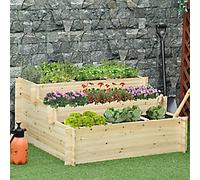 Outsunny 3 Tier Raised Garden Bed - Natural wood finish
