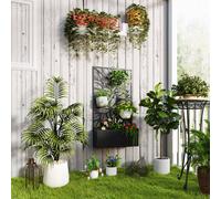 Outsunny Metal Raised Garden Bed with Trellis, Outdoor Elevated Planter Box, Black