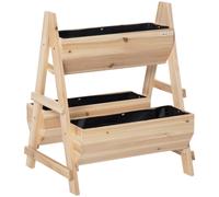 Outsunny Raised Garden Bed Wood Planter Box With Stand For Vegetables Flowers, Brown