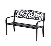 OutSunny Garden Bench 2 Seat 1,270 x 600 x 870 mm Metal Black Outdoor