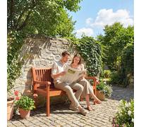 Outsunny Garden Bench 2 Seater, Wooden Outdoor Bench with Waterproof Cover - Poplar Wood, Oxford Cloth - Garden Bench - Light Brown