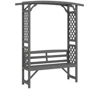 Outsunny Garden Bench, Arch Pergola with Natural Wooden Garden Arbour with Seat for Vines/Climbing Plants for Outdoor Space, Grey Grey