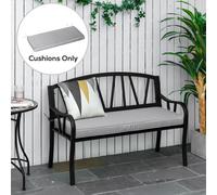 Outsunny Garden Bench Cushion 2 Seater Seat Pad Indoor& Outdoor Use Black - Light Grey - Polyester - 120cm x 50cm x 8cm