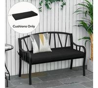 Outsunny Garden Bench Cushion 2 Seater Seat Pad Indoor& Outdoor Use Black