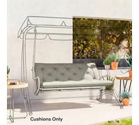 Outsunny Garden Bench Cushion, 2 Seater, Seat Pad With Ties, Light Grey