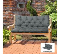 Outsunny Garden Bench Cushion, 2 Seater Swing Chair Cushion, Seat Pad with Ties for Indoor and Outdoor Use, 110 x 120 cm, Dark Grey
