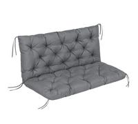 Outsunny Garden Bench Cushion 2 Seater with Ties 120x110x12cm Dark Grey | Swing Chair Cushion, Replacement Pad, Indoor and Outdoor Use