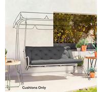 Outsunny Garden Bench Cushion, Seat Pad with Ties - Black - 120 x 110 x 12 cm