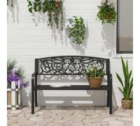 Outsunny Garden Bench Double Seat Park Steel Chair Garden Outdoor Metal Patio
