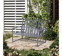 Outsunny Garden Bench Loveseat 2 Seat Chair for Outdoor Park, Yard, Steel Frame, Decorative Slatted Design, Grey Grey