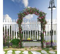 Outsunny Garden Bench, Metal Garden Loveseat With Arch For Climbing Plants In Black Black