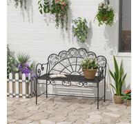 OUTSUNNY Garden Bench, Metal Outdoor Patio Garden Loveseat, Black | Size: 2 Seater Outsunny Black 2 Seater