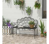 OUTSUNNY Garden Bench, Metal Outdoor Patio Garden Loveseat, Black | Size: 2 Seater Outsunny Black 2 Seater
