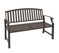Outsunny Garden Bench with Slatted Seat and Backrest, Curved Armrest, Brown - Brown - Steel - 127cm x 60cm x 84cm