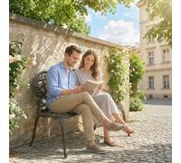 OUTSUNNY Garden Bench Porch Park Seat Vintage Rose Style Cast Aluminium in Bronze Outsunny Bronze