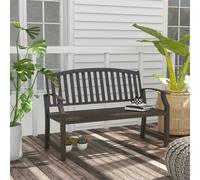 Outsunny Garden Bench with Slatted Seat and Backrest, Curved Armrest, Brown - Brown - Steel - 127cm x 60cm x 84cm