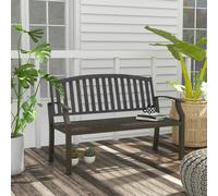 Outsunny Garden Bench with Slatted Seat and Backrest, Curved Armrest, Brown - Brown - Steel - 127cm x 60cm x 84cm