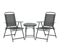 Outsunny Bistro Set Folding Chairs & Coffee Table for Balcony, Black, Black