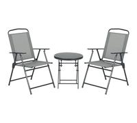 Outsunny Garden Bistro Set 3pcs Foldable Table and Chairs Set Light Grey