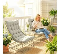 Outsunny Garden Bistro Set, Bistro Table and Chairs w/ Cushions, Light Grey - Light Grey - 3 - Garden Bistro Set