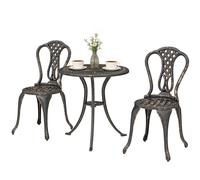 Outsunny Garden Bistro Set Outdoor Table Chairs Aluminium Patio Lawn Furniture In Bronze Bronze