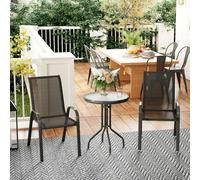 Outsunny Garden Bistro Set, Small Garden Set w/ Stackable Chairs, Black, Black