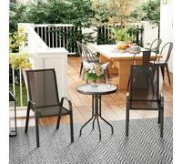 Outsunny Garden Bistro Set, Small Garden Set w/ Stackable Chairs, Black - Black - Steel, Texteline - 60 x 60 x 71 cm