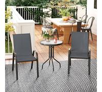 OUTSUNNY Garden Bistro Set, Small Garden Set w/ Stackable Chairs, Dark Grey Outsunny Dark Grey