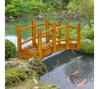 Outsunny Garden Bridge With Safety Railings For Pond Creek Stream, Brown