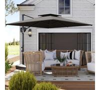 Outsunny Garden Cantilever Parasol W/ Weighted Base Tilt Crank Dark Grey