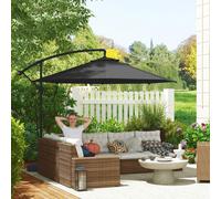 Outsunny Garden Cantilever Parasol with Cover Weighted Base Wind Strap Brown - Dark Grey - 294cmx294cmx251cm