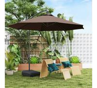 OUTSUNNY Garden Cantilever Parasol with Cover Weighted Base Wind Strap Brown Outsunny Brown